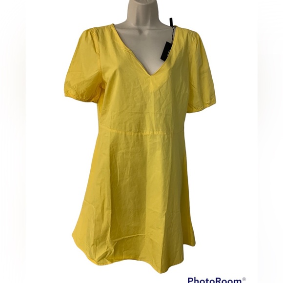 New plain weave, frills, solid color, v-neck, short sleeves, unlined - Picture 4 of 6